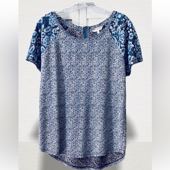 Lucky Brand HP Blue Floral Boho Blouse - Picture 1 of 10